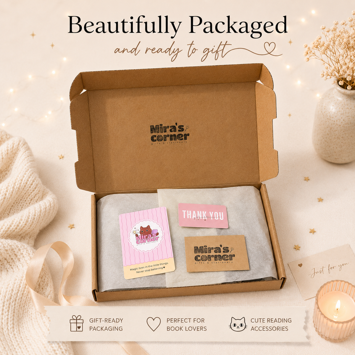 Blind Date With a Book Gift Box, Mystery Book & Cat Accessories (Choose Genre)