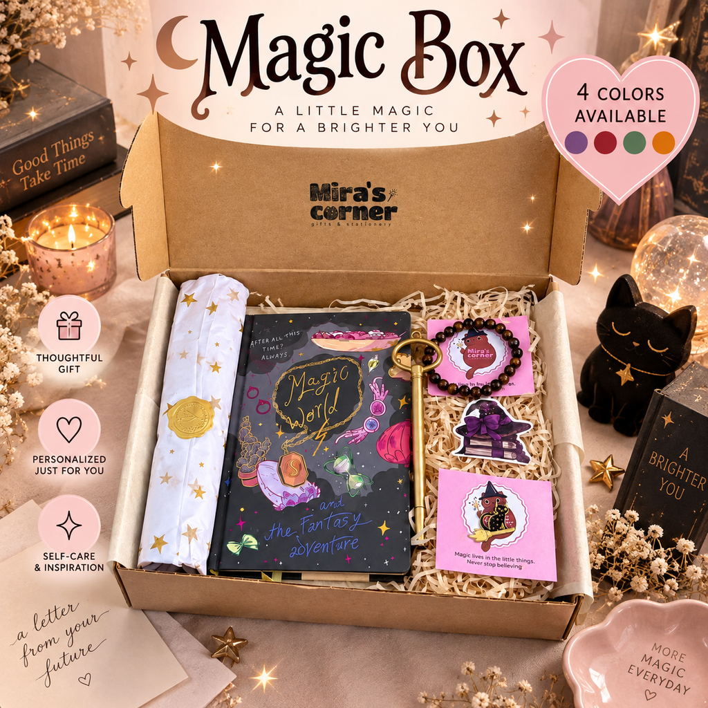 Personalized Magic Gift Box, Letter From the Future, Illustrated Journal & Custom Bracelet, Unique Self Care Gift