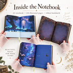 MMagic World A5 Notebook, Illustrated Fantasy Journal, 128 Page Hardcover Notebook, Magical Journaling Diary, Witchy Gift for Book Lovers