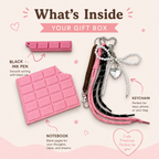 Chocolate Bar Notebook Gift Set, Pen & Keychain, Teen Girl Stationery (3 Colors)