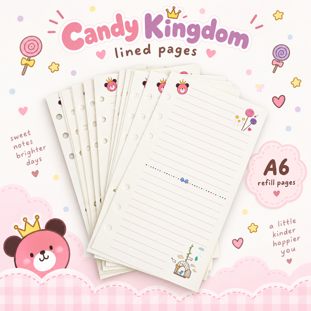 A6 Planner Refill Pages – Kawaii Illustrated Binder Inserts, Pre-Punched Planner Paper, Multiple Designs