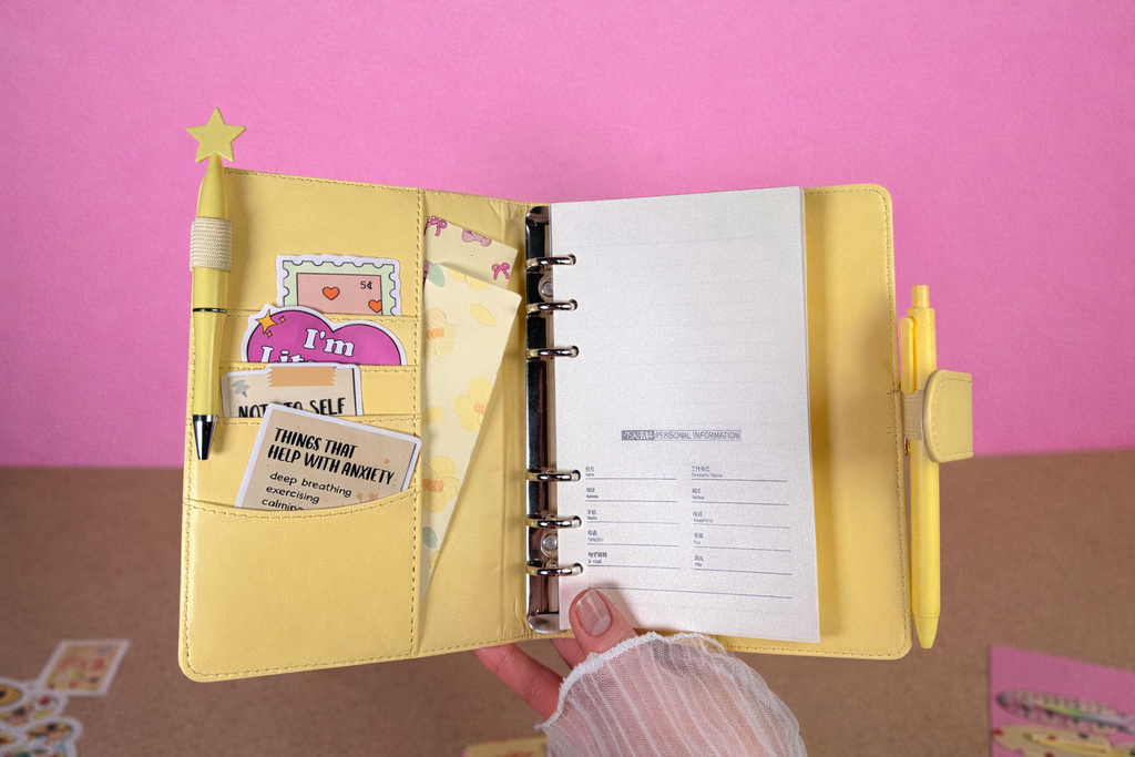 Yellow Stationery Set — Notebook, Pens, Markers & Planner Accessories