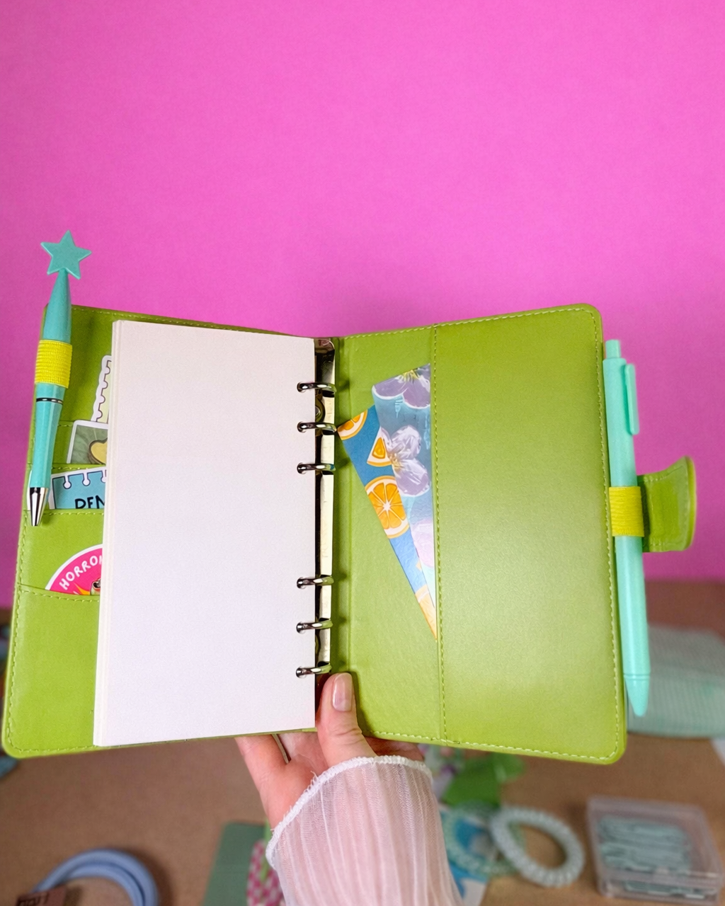 Green Stationery Set — Notebook, Pens, Markers & Planner Accessories