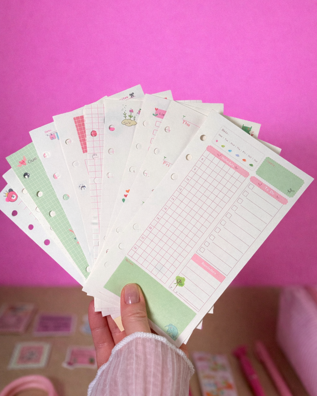 Pink Stationery Set — Notebook, Pens, Markers & Planner Accessories