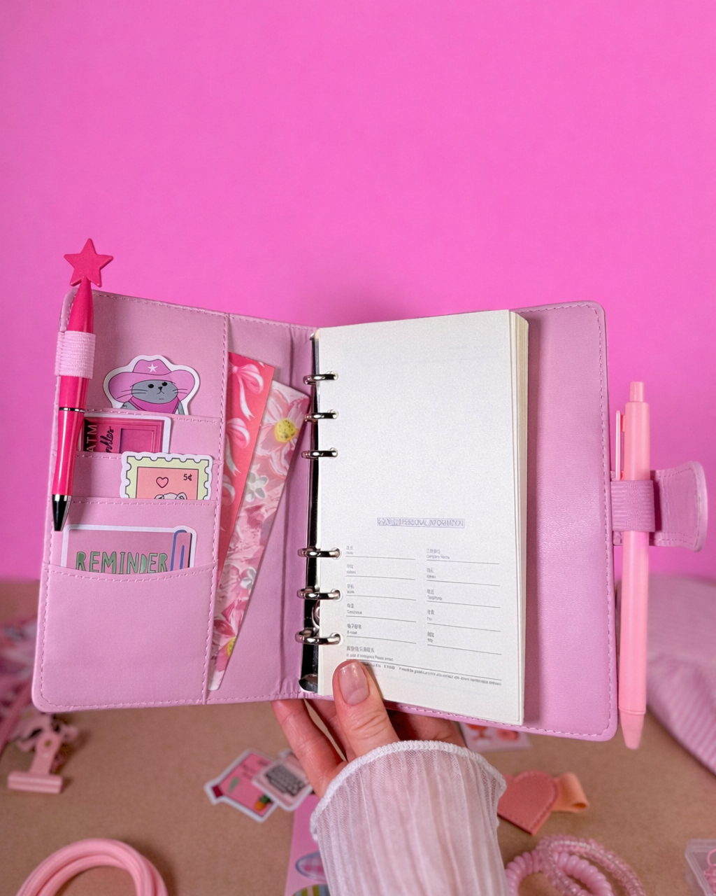 Pink Stationery Set — Notebook, Pens, Markers & Planner Accessories