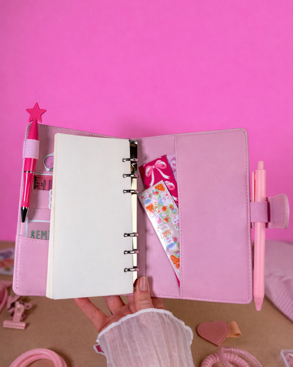 Pink Stationery Set — Notebook, Pens, Markers & Planner Accessories