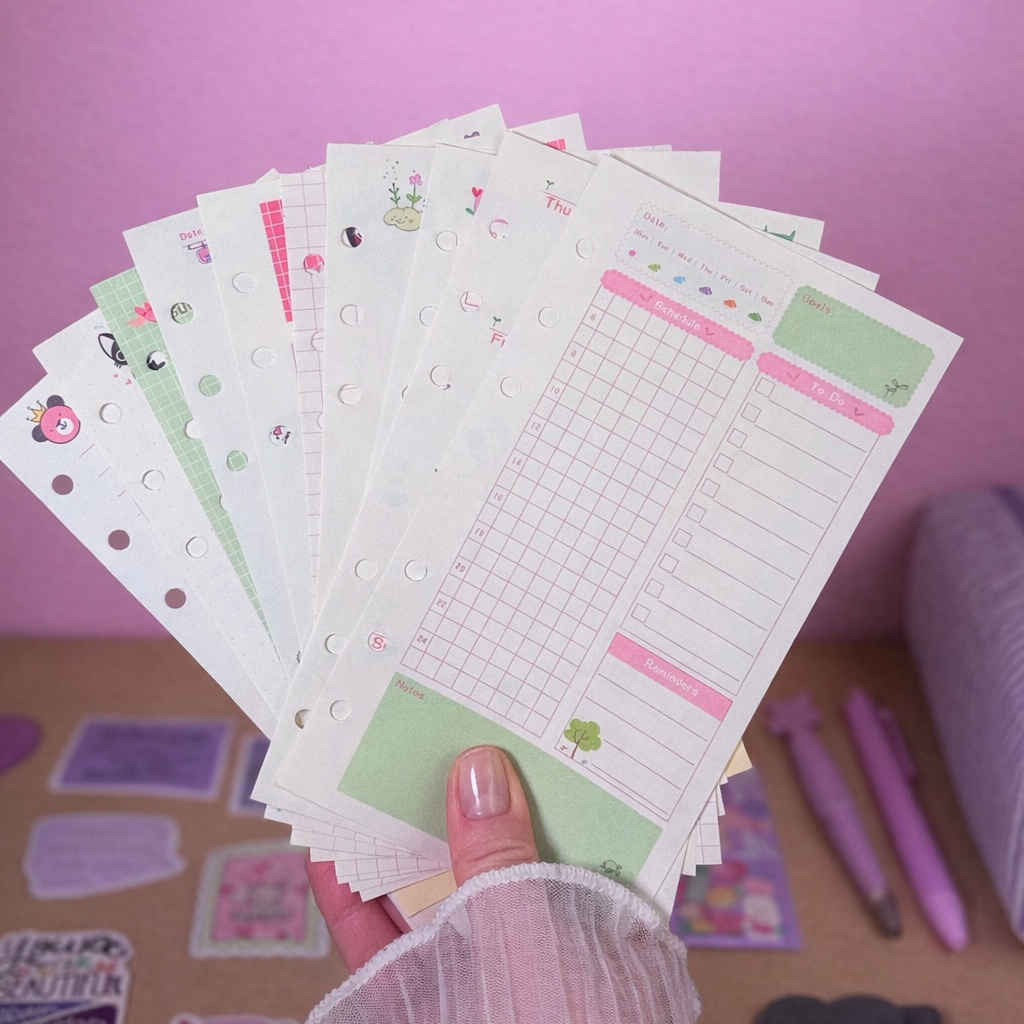 A6 Spiral Notebook Refills — 45 Illustrated Binder Pages