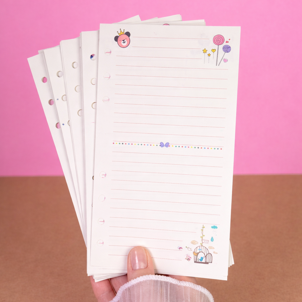 A6 Spiral Notebook Refills — 45 Illustrated Binder Pages