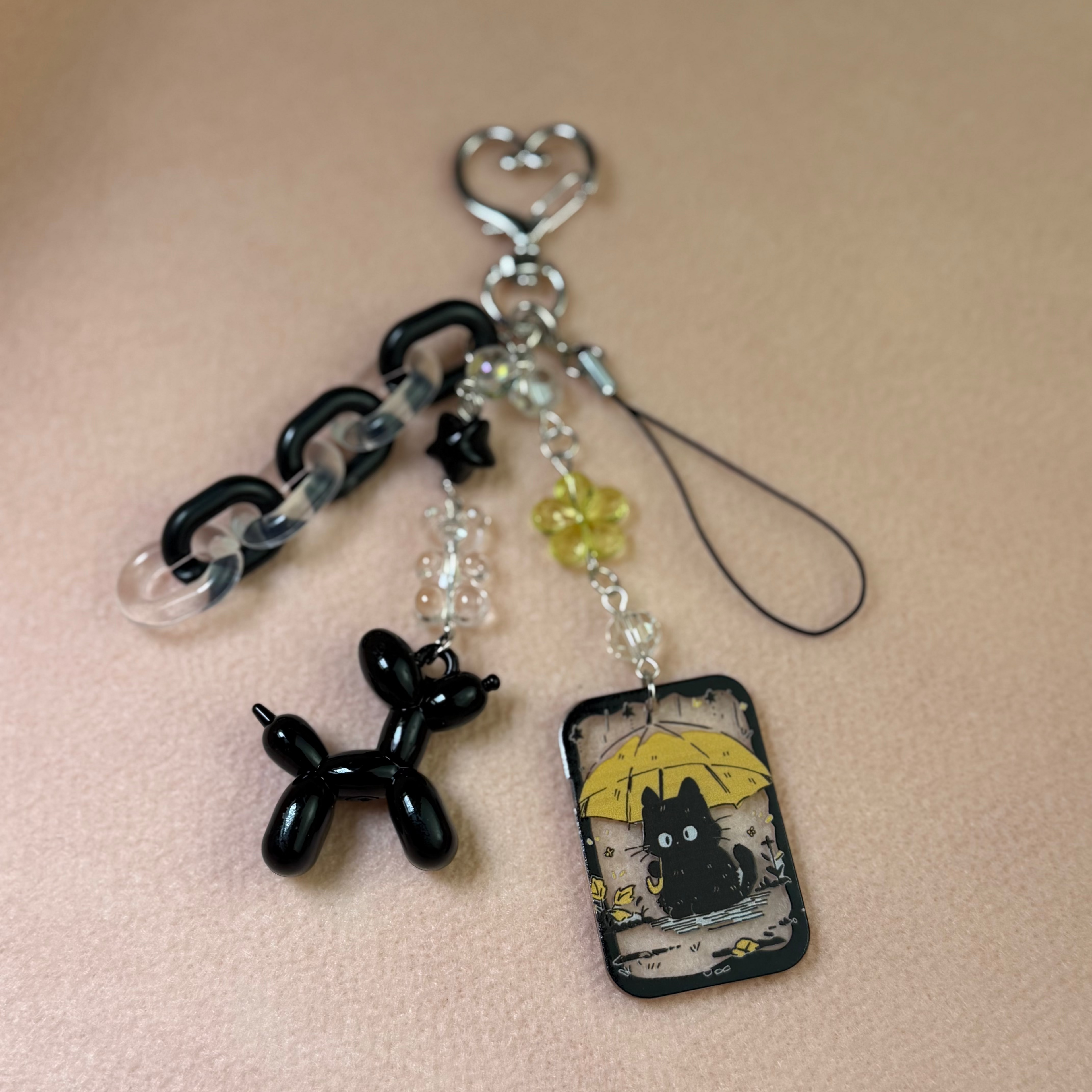 Midnight Cat Bag Charm — Multi-Use Phone & Keychain Accessory