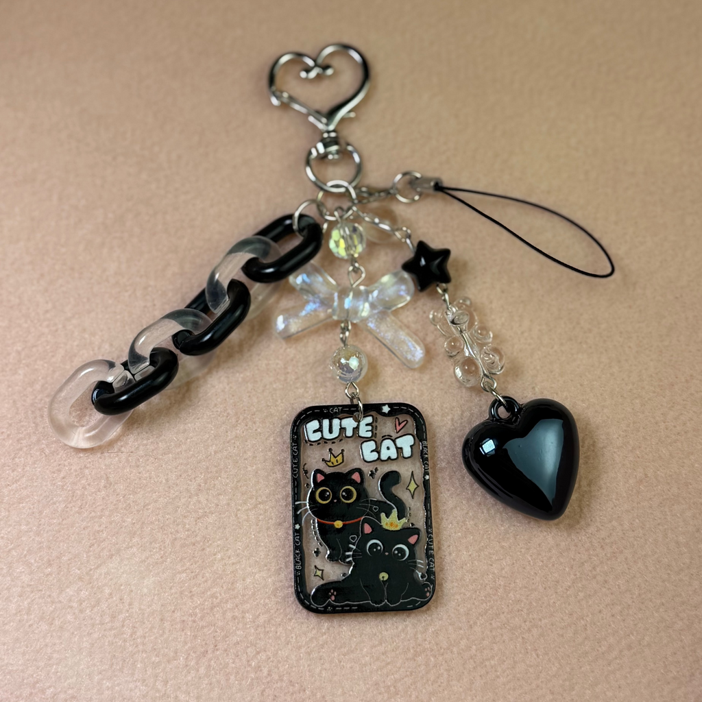 Cute Cat Bag Charm — Aesthetic Phone & Keychain Accessory