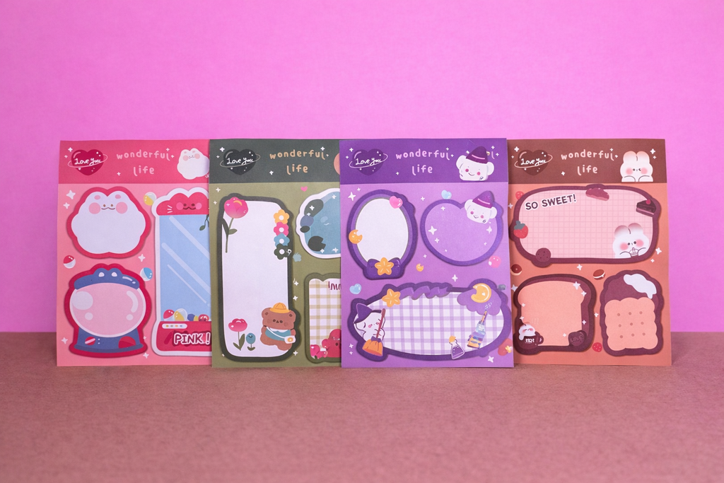 Cute Sticky Notes Set — Kawaii Memo Pads for Journaling & Planning