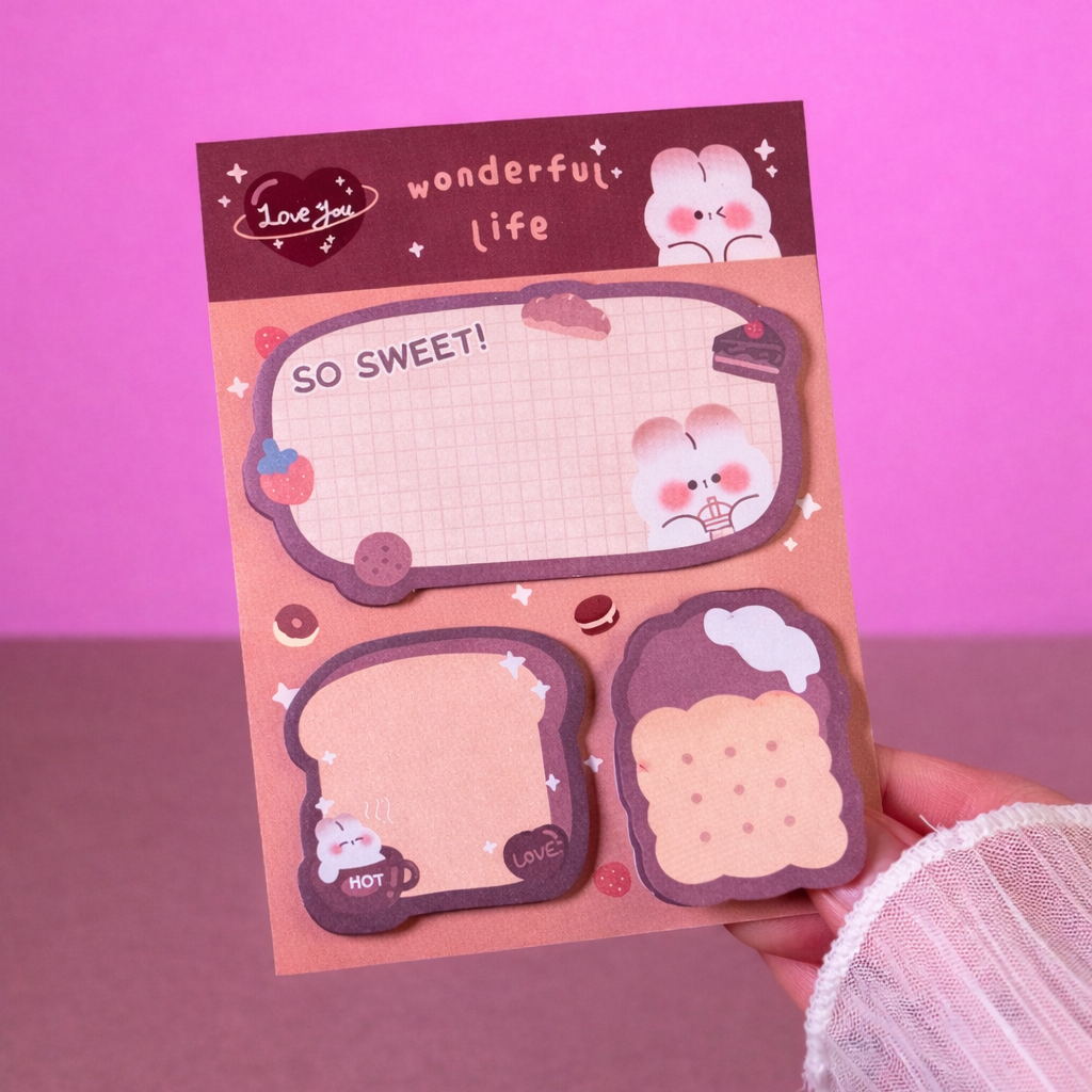 Cute Sticky Notes Set | Kawaii Aesthetic Memo Pads (Multi Design)