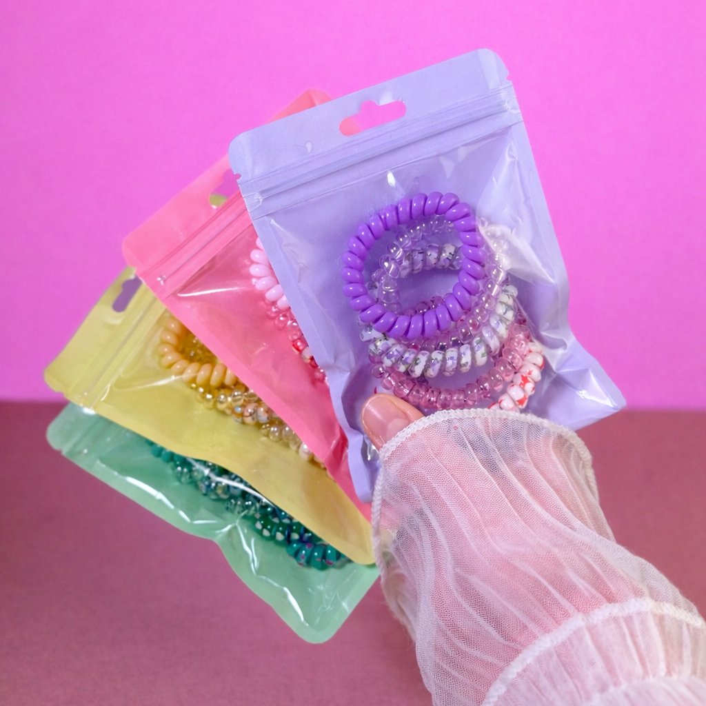 Spiral Hair Ties Set | Cute Aesthetic Coil Scrunchies (6 Pack)