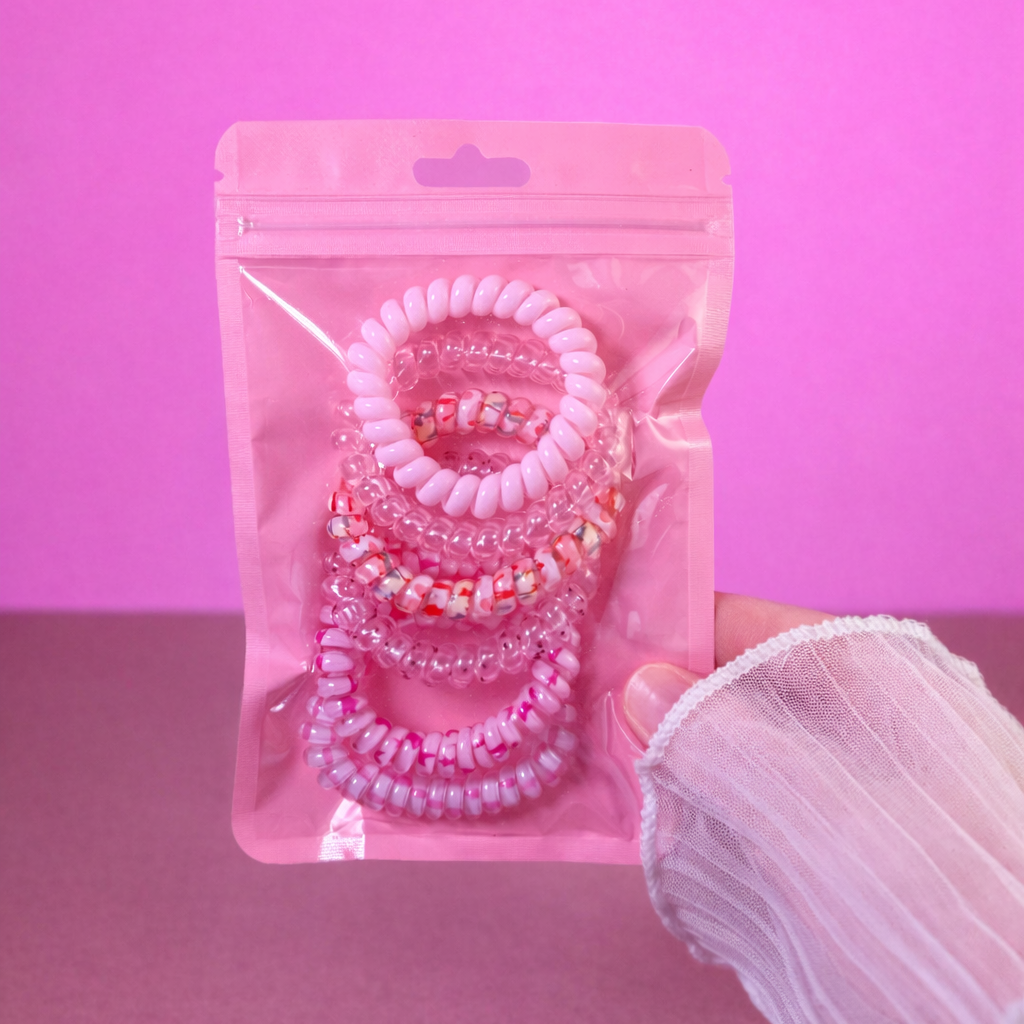 Spiral Hair Ties Set | Cute Aesthetic Coil Scrunchies (6 Pack)