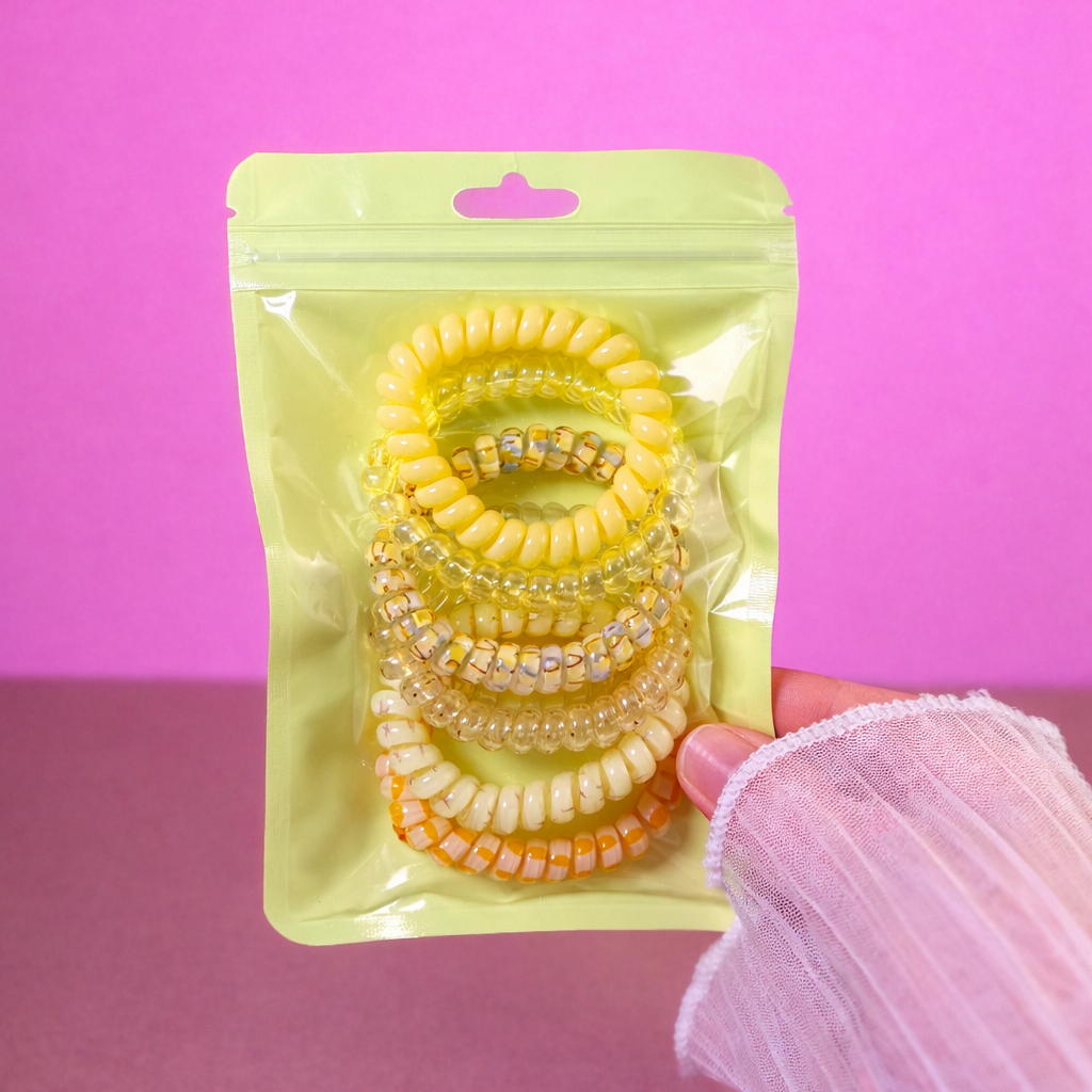 Spiral Hair Ties Set | Cute Aesthetic Coil Scrunchies (6 Pack)