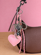 Aesthetic Heart Charm Keychain | Stylish Bag & Key Accessory (pink)