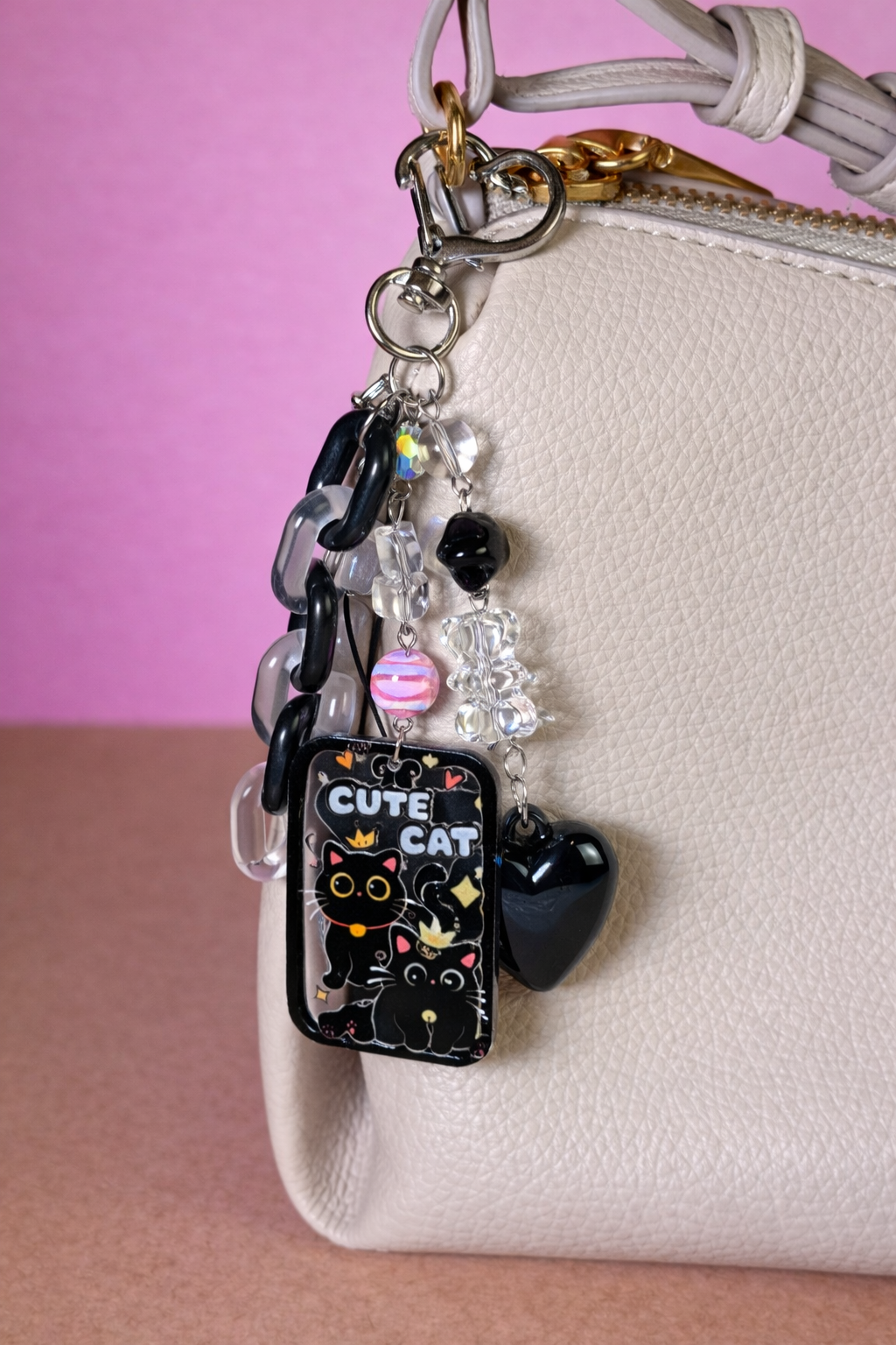Cute Cat Bag Charm — Aesthetic Phone & Keychain Accessory