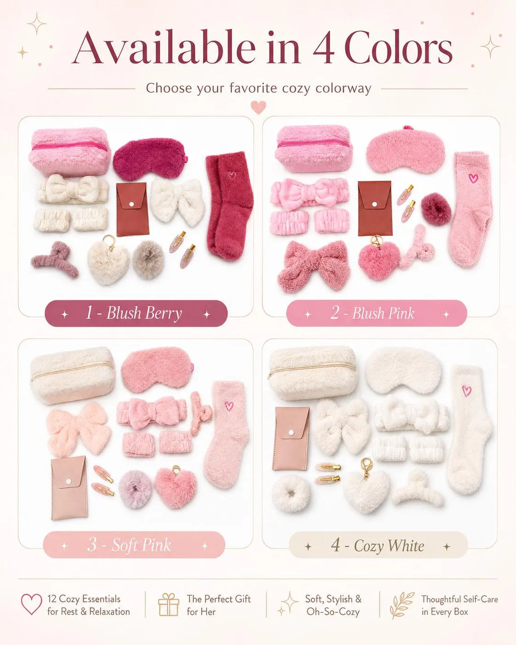 Cozy Self-Care Gift Box for Her, Plush Beauty & Relaxation Set (Gift Ready)