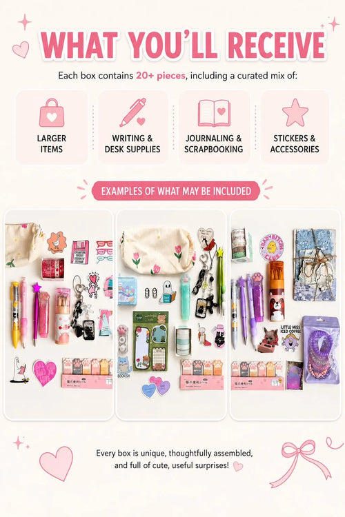 20-Piece Kawaii Stationery Surprise Box, Journaling & Scrapbooking Supplies