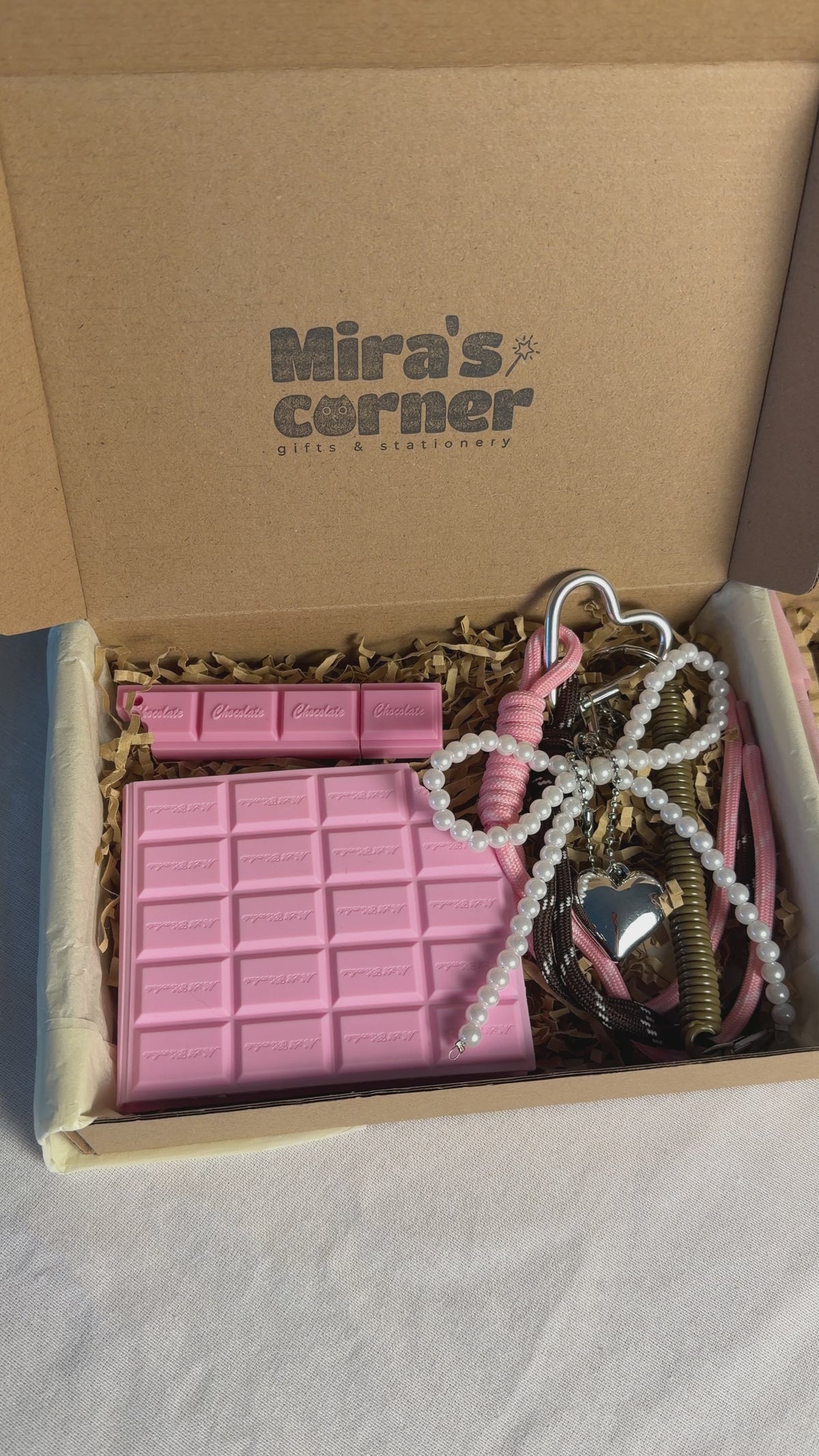 Chocolate Bar Notebook Gift Set, Pen & Keychain, Teen Girl Stationery (3 Colors)